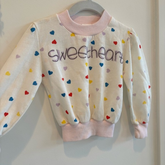 Vintage 80's 90's Childs Sweetheart Knit Long Sleeve Sweater Rainbow Hearts 12 m - Picture 3 of 8